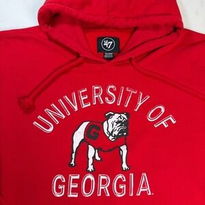 '47 University of Georgia Bulldogs Hoodie Mens XXL Red Excellent Graphic Fleece